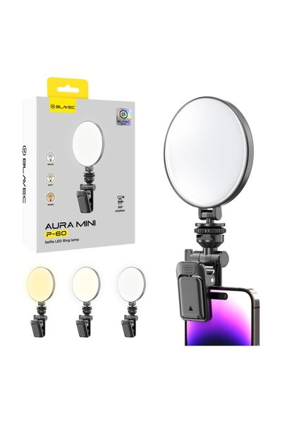 Blavec Aura Mini P-60 Φωτιστικό Δαχτυλίδι LED με Κλιπ για Σέλφι (LPP60-KLB) Φ...