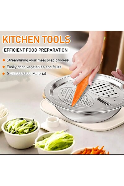 Gead 25 cm Stainless Steel Multi-Bowl Grater/ Multi-Purpose Mixing Grater Bowl