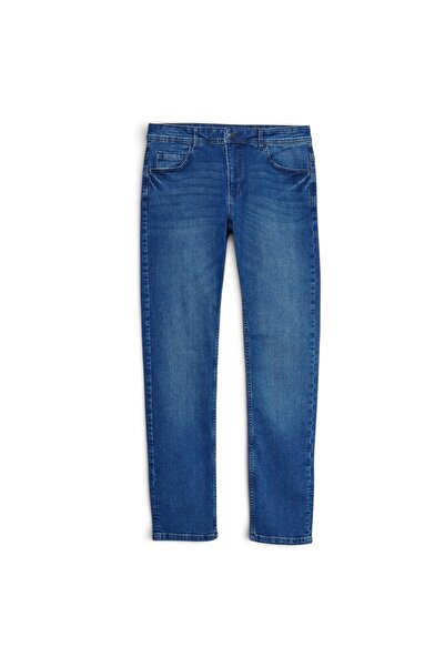 Sisley Streç Pamuklu Kemer Delikli Düz Paça Slim Fit Denim Pantolon Erkek Siy...
