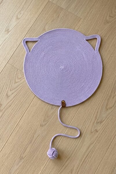 Reyo Pet Handmade Cat Scratching Mat with Toys, 100% Cotton Rope, Lilac