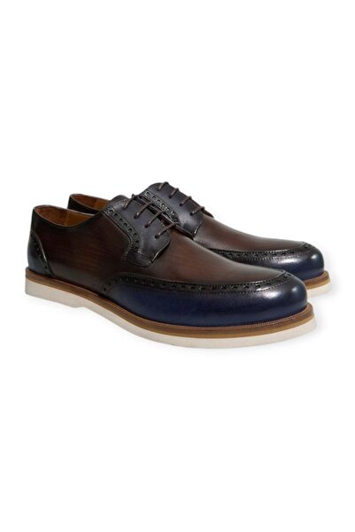 FRANCO CALVANI Tan Color Laced Genuine Leather Men's Shoes