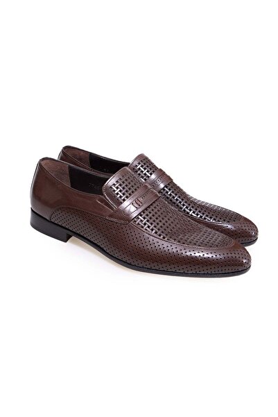 FRANCO CALVANI Brown Laceless Genuine Leather Leather Sole Men's Shoes