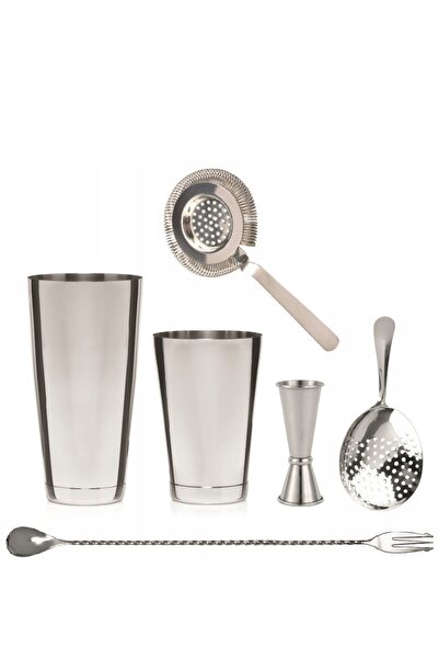 BarEq Set de barman din oțel, profesional, Shaker, Mixer, Strecurătoare, Paha...