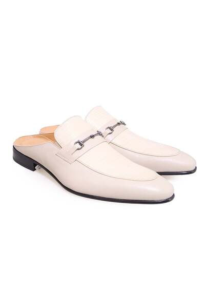 FRANCO CALVANI Beige Color Laceless Genuine Leather Men's Half Shoes