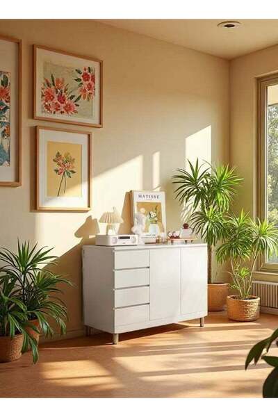 Generic Storage Cabinet with Drawers & Cupboard, Multi-Functional Sideboard B...