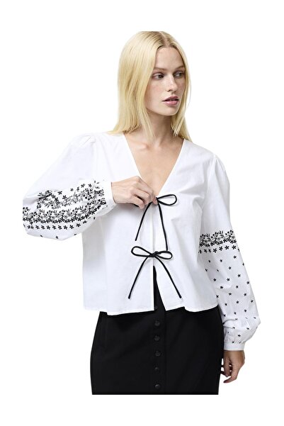 French Connection Women Cambria Floral Sleeve Tie Up Shirt