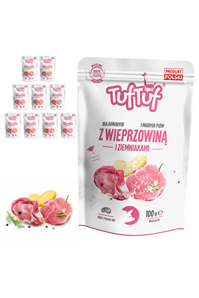 Tuf Tuf TufTuf hrană umedă completă pentru câini cu carne de porc și cartofi,...
