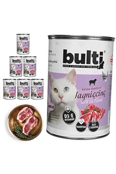 Bulti Hrană umedă completă pentru pisici, bogată în miel, conservă 6x400g