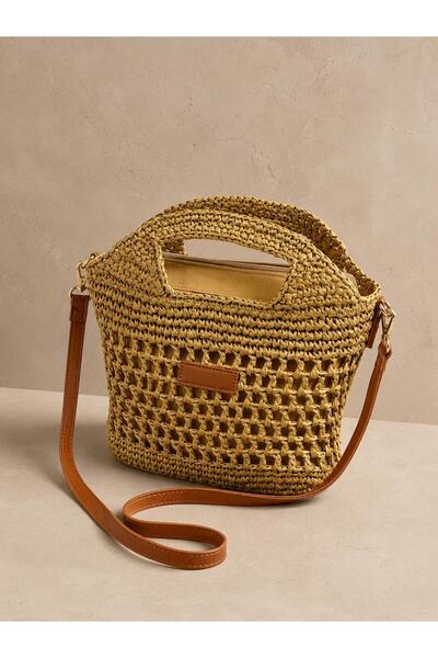 Luminos Butik Camel Straw Bag 25X23 Cnt1105