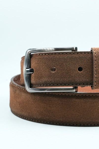 Parscraft Genuine Suede Leather Men's Belt 3.5 cm Original Classic Fabric Trouser Belt