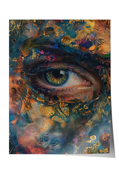 Zestia Poster Premium Surreal Art, Detaliu cu textură aurie a ochilor, Nr.: 2...