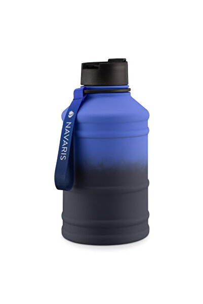 Navaris Single-wall stainless steel water bottle, 2.2 liters, Blue, 53701.04