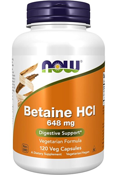 Now Foods Betaine HCl 648 mg Vegetarian Formula Digestive Support 120 Veg Cap...