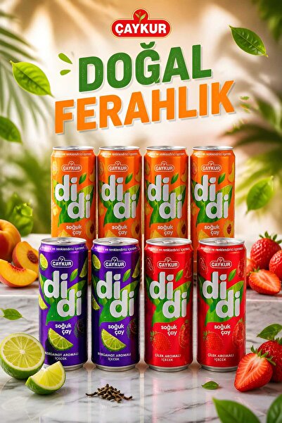 DİDİ 250 Ml 2x Beegamot + 2x Çilekli + 4x Şeftali Aromalı Soğuk Çay