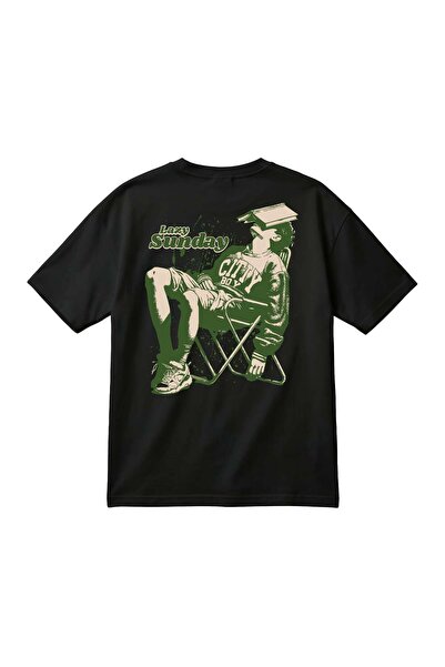 barsdepo Tricou unisex oversize cu imprimeu Lazy Sunday – Vintage Streetwear ...