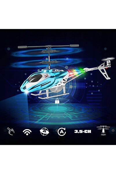 bedee Elicopter cu telecomandă 2.4GHz, lumini LED albastre