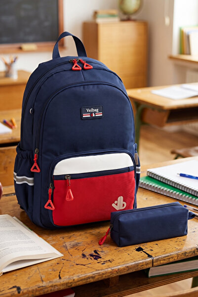 byhakan Vb Metro School Bag with Pen Holder Backpack Dark Blue