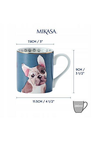 MIKASA Cană Bulldog Francez de 280ml, pentru cafea și ceai, universală.