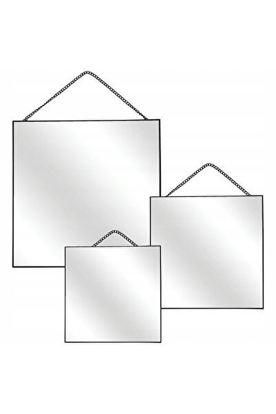 NO BRAND SET 3 x OGLINDĂ PĂTRATĂ CU LANȚ DECORACIUNE CASĂ negru 54