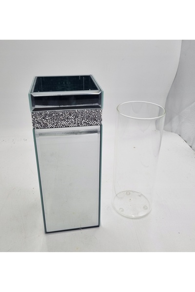NO BRAND WAZON STICLĂ CU FINISAJ OGLINDĂ, ACOPERITĂ, CRISTAL, 25 cm