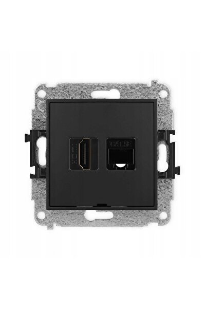 NO BRAND Priză MINI HDMI 2.0 4K + mufă RJ45 cat.5e pentru computer, negru mat...