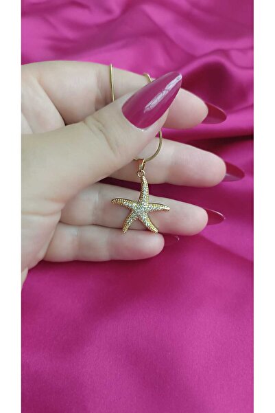 shop 316L Steel Gold Color Oversized Starfish Figured Stone Necklace – Elegan...