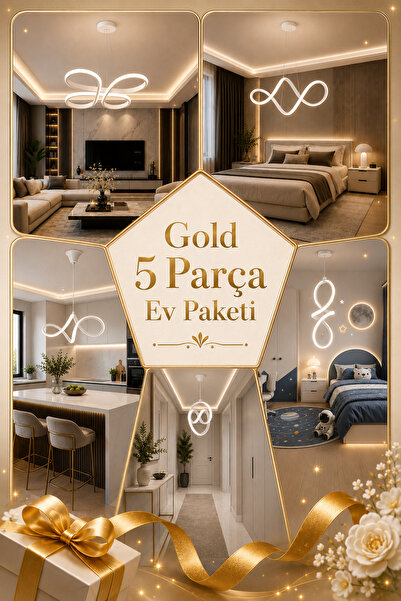 Elektroyou Gold 5 Parça Ev Paketi - Ev Aydınlatma Seti Beyaz