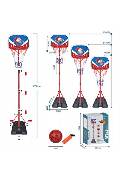 woopie Set de baschet autoportant cu înălțime reglabilă 90-170cm, minge inclusă