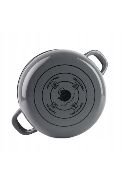 NO BRAND Oală emailată de 22 cm, 5,5 L, cu capac, model Helena, gri