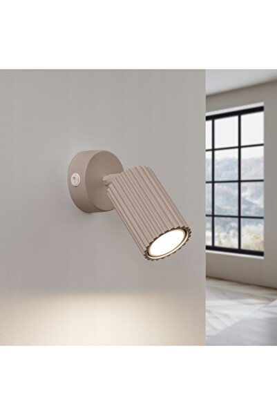 Sollux Lighting Aplică de perete taupe ondulată cu spot, întrerupător, 1xGU10...