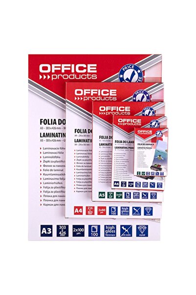 OFFICE products Folie de laminare A4 lucioasă, 100 buc., 125 mic, Office Prod