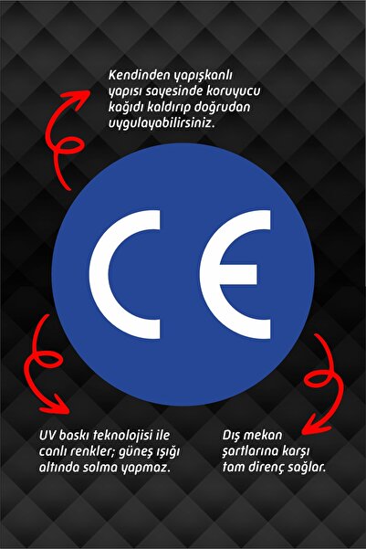 CE Belgesi Etiketi - CE Etiketi - Çap 50 mm - Endüstriyel Sticker UV Baskı - 5 Adet