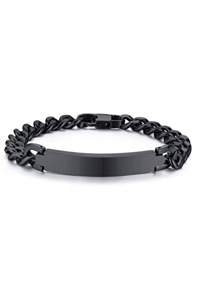 NO BRAND Brățară tip lanț Panzer de culoare neagră, cu placă, din oțel 316L