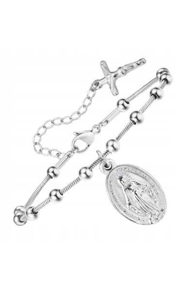 NO BRAND Brățară Fecioara Maria din Guadalupe Cruce + Mărgele Cutie Cadou