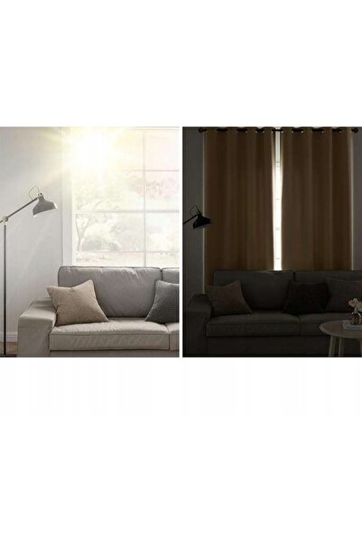 NO BRAND Perdele opace cu inele de prindere, termice, 140x260 cm, culoare bej...