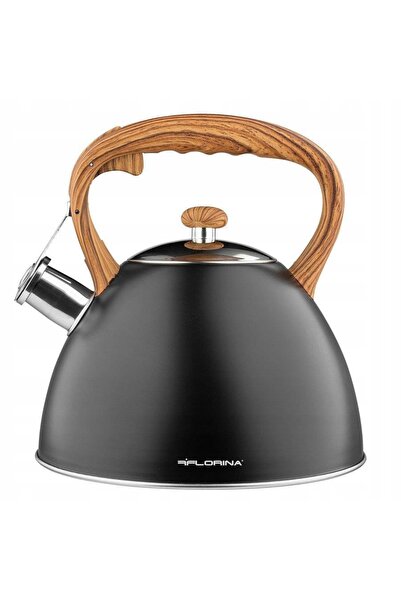 NO BRAND Florina Frank Ceainic Tradițional 2.5L Oțel Negru Inducție cu Fluier