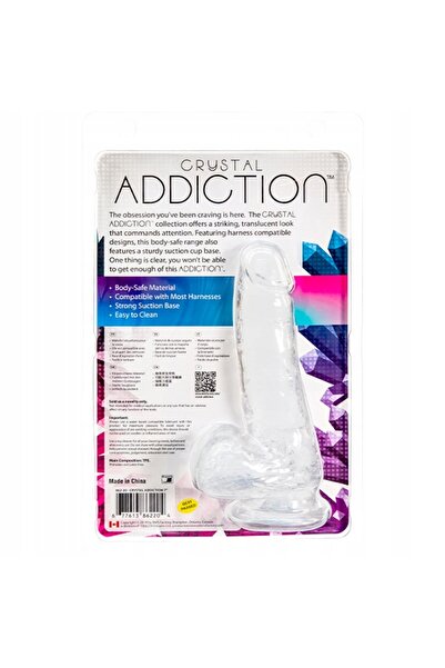 NO BRAND Crystal Addiction Dildo transparent cu ventuză 18 cm