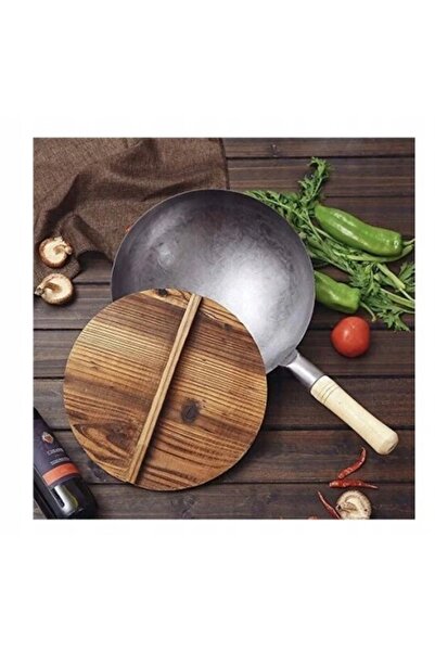 NO BRAND Tigaie wok chinezească din oțel forjat 15 " (38 cm) + bază inelară p...