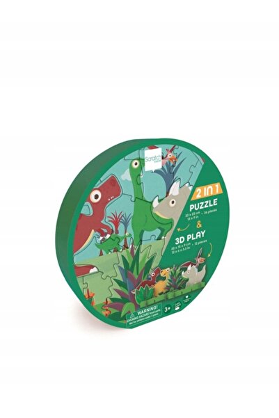 Scratch Puzzle 2-în-1 2D și 3D cu peisaj de dinozauri