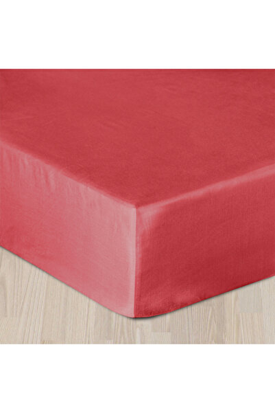 NO BRAND Cearșaf din bumbac cu elastic 90x200, satin, 100% BUMBAC, culoare roșu