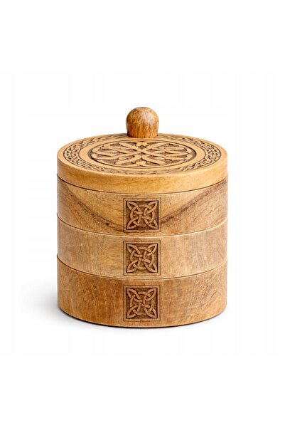 Ancient wisdom Cutie rotativă celtică sculptată cu trei niveluri