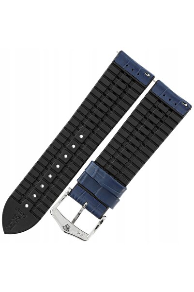 NO BRAND HIRSCH George L - ALBASTRU MARIN/Negru - 24mm - Curea din piele și c...