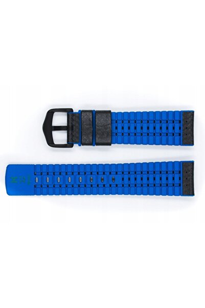 NO BRAND HIRSCH Ayrton L - Negru/Albastru - 22mm - Curea din piele și cauciuc...