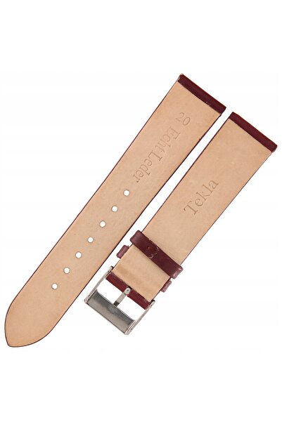 NO BRAND TEKLA G9 - 20mm - Neted - BURGUNDY - Curea de ceas din piele