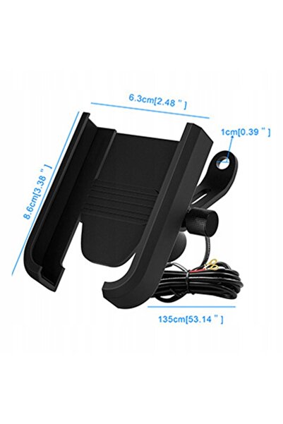 NO BRAND Suport metalic pentru motocicletă, cu prindere pe oglindă, pentru USB