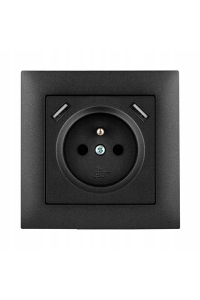 Elektro-Plast Opatówek Priză cu împământare + 2 x încărcător USB SENTIA