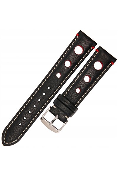NO BRAND TEKLA BO12 - 20mm - Negru / Alb - Curea de ceas din piele
