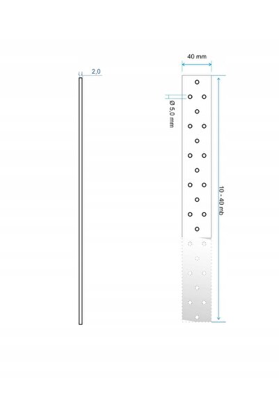 NO BRAND Bandă de montare și fixare 40x2,0 mm, din oțel zincat, perforată, 40 m