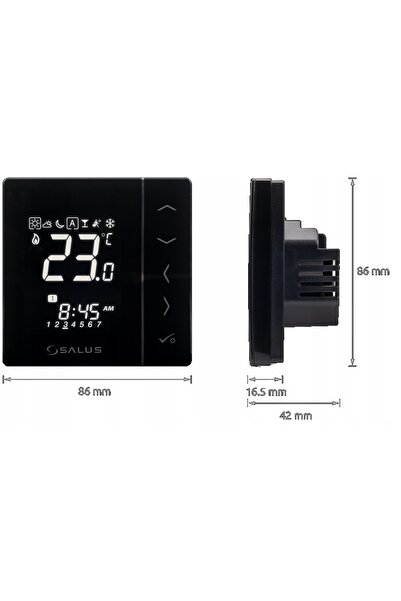 SALUS Regulator de temperatură cu cablare, controler săptămânal VS30B, negru