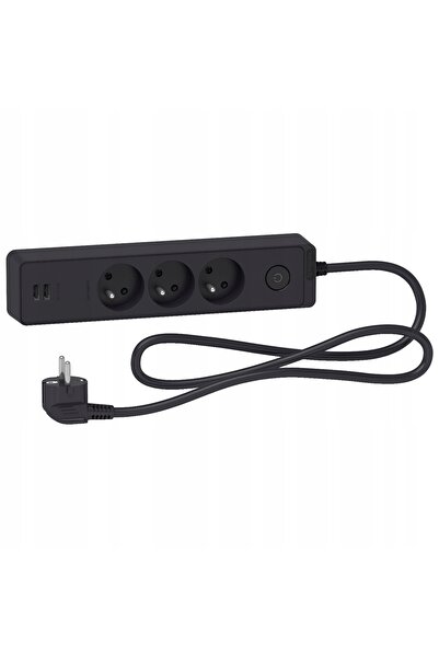 Schneider Electric SCHNEIDER ODACE Prelungitor cu 3 prize, 2xUSB, 1.5M